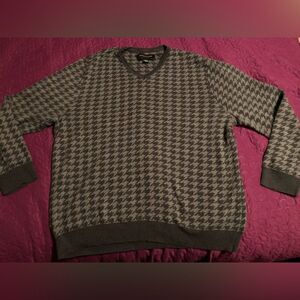 Structure slim fit houndstooth V-neck sweater extra extra large gray